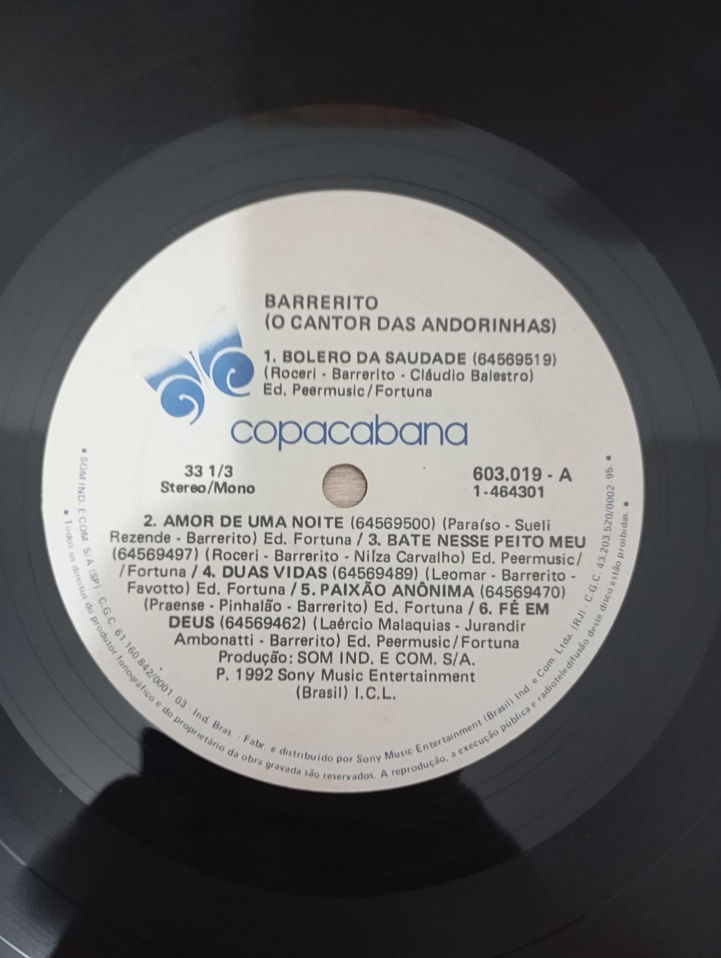 Lp Vinil Barrerito O cantor das andorinhas