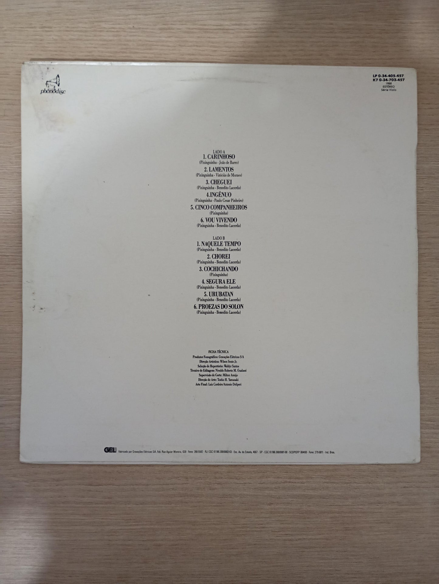 Lp Vinil Dilermando Reis Toca Pixinguinha