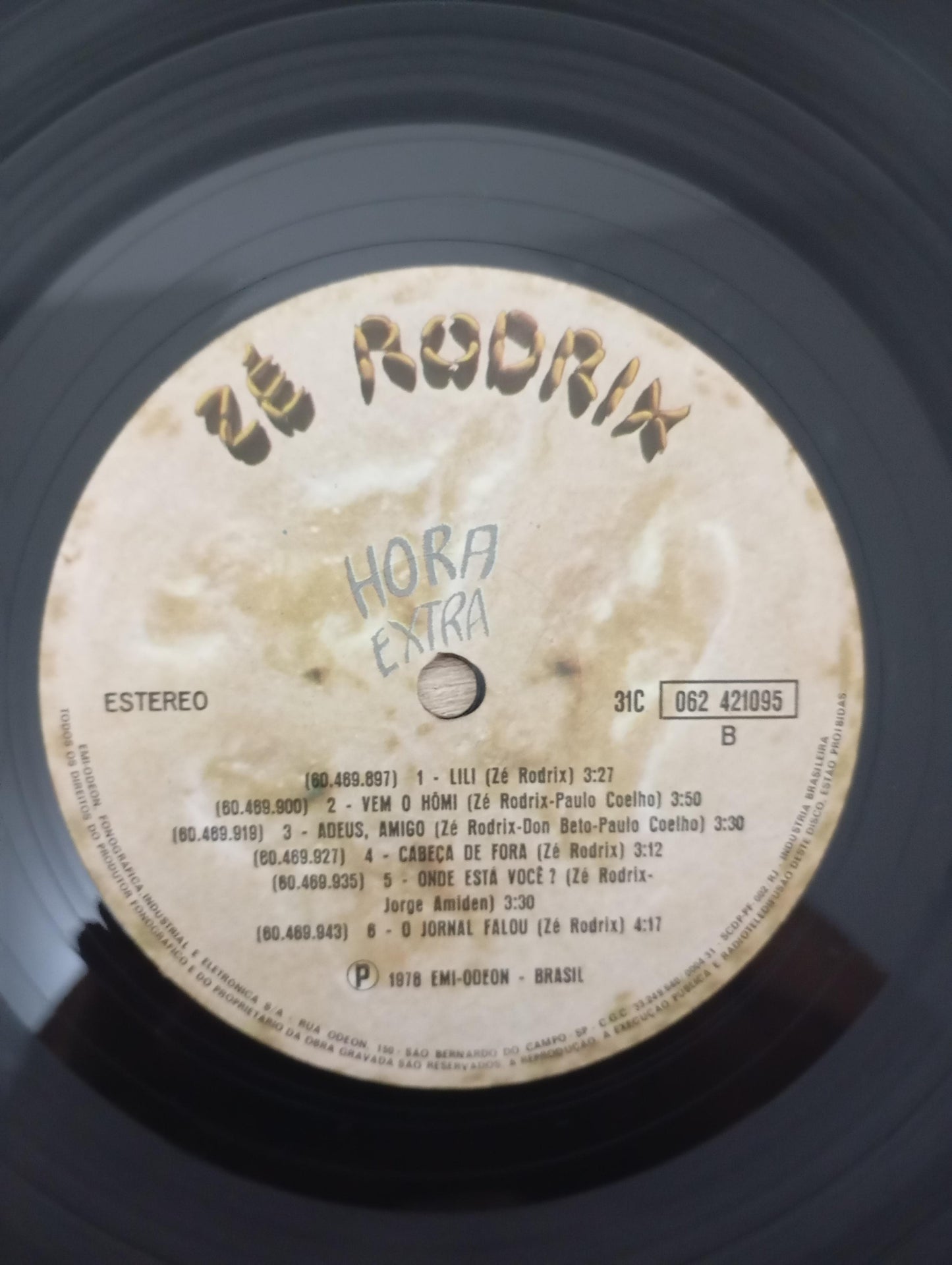Lp Vinil Zé Rodrix Hora Extra Com Encarte