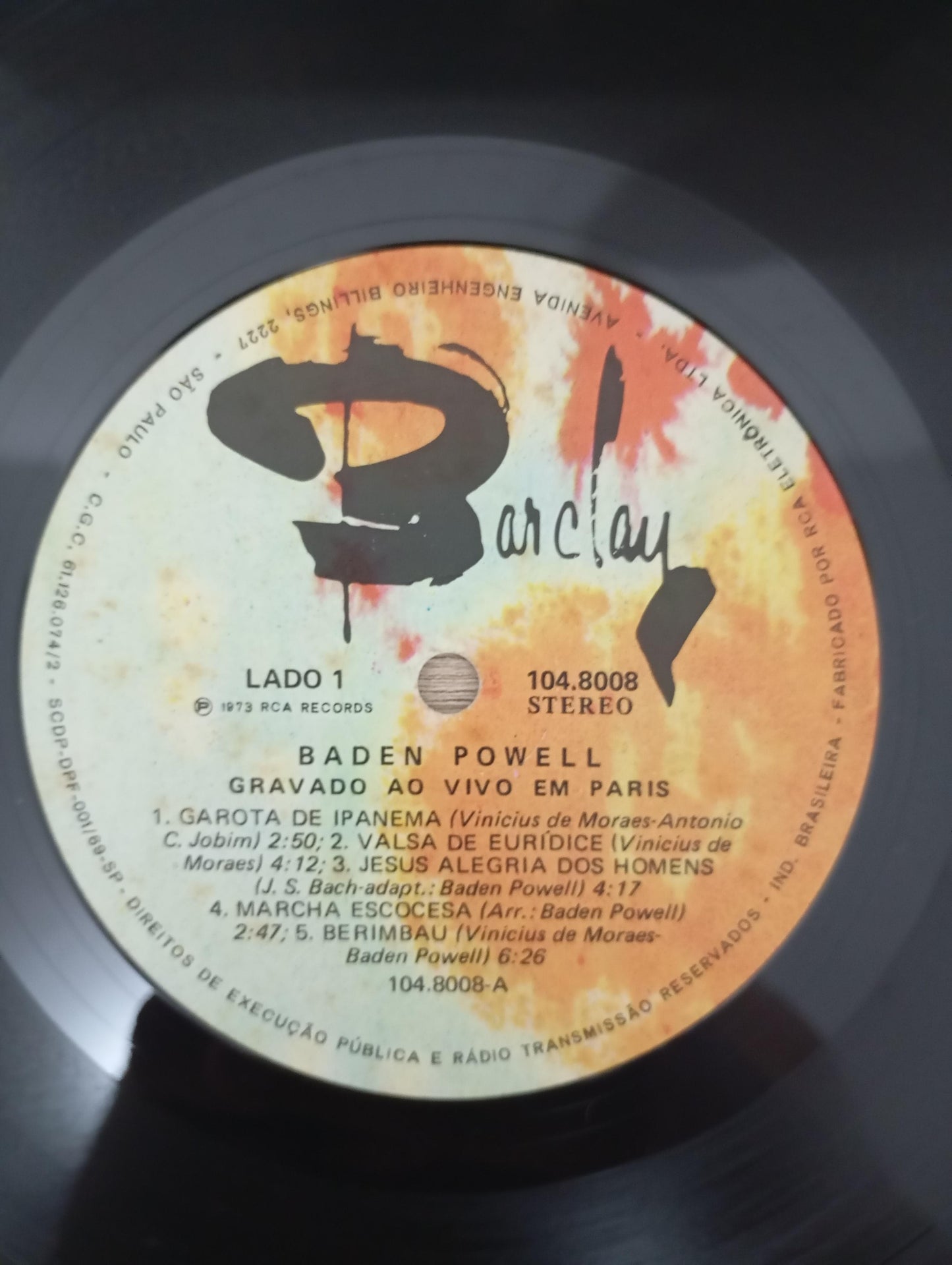 Lp Vinil Baden Powell Gravado Ao Vivo Em Paris