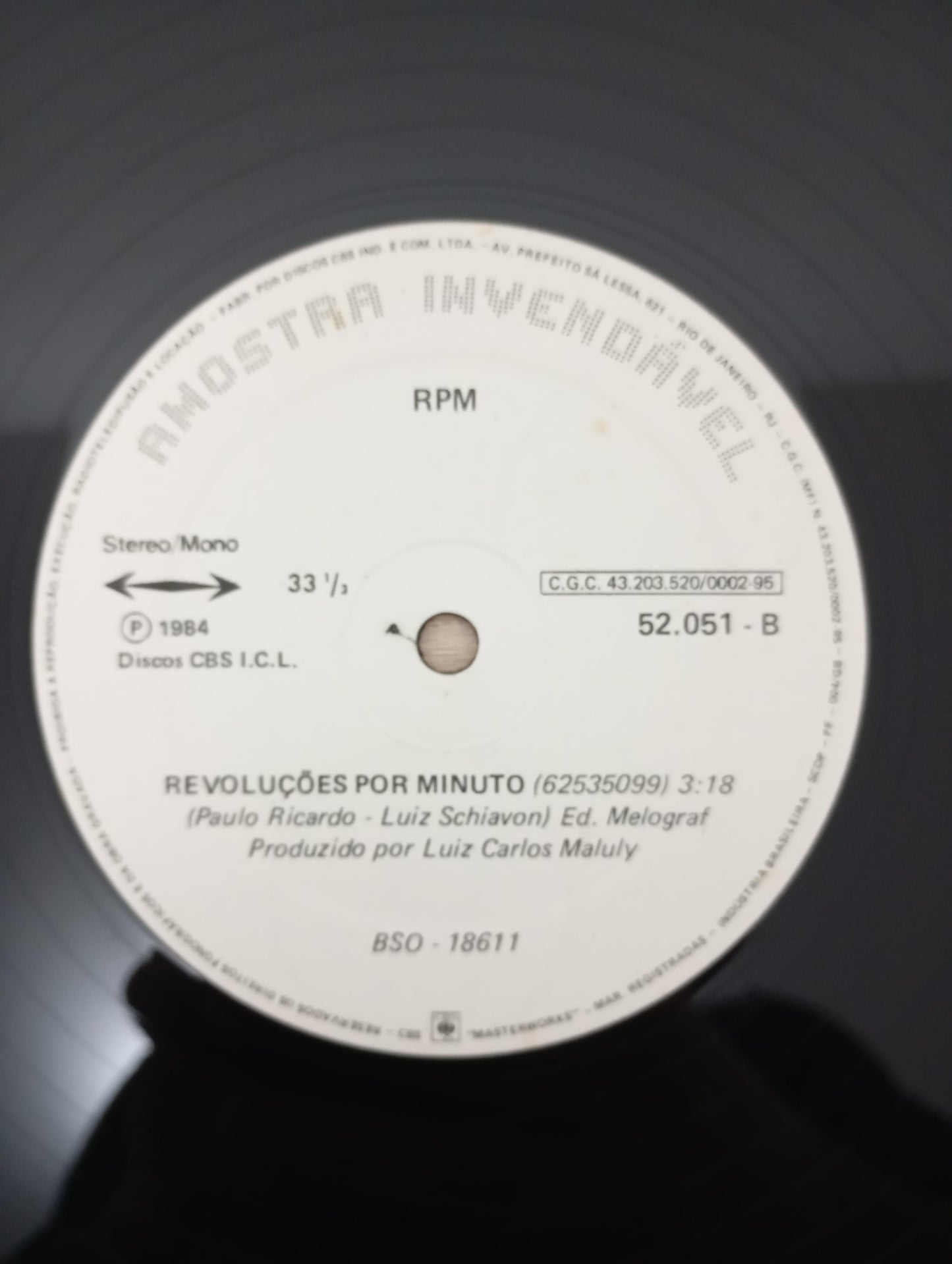 Lp Vinil RPM Olhar 43 / Revoluções por Minuto Single