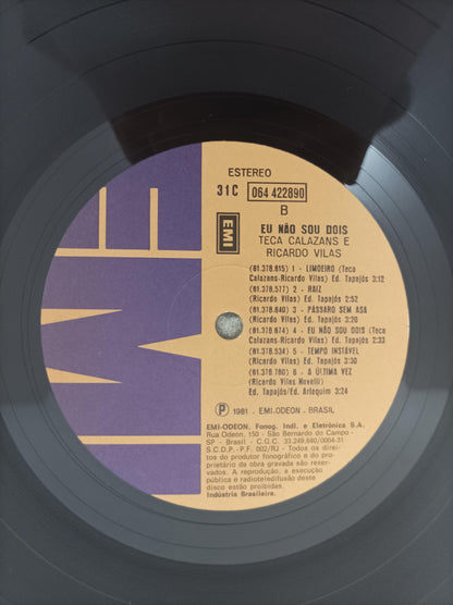 Lp Vinil Teca Calazans & Ricardo Vilas Não Sou Dois Encarte
