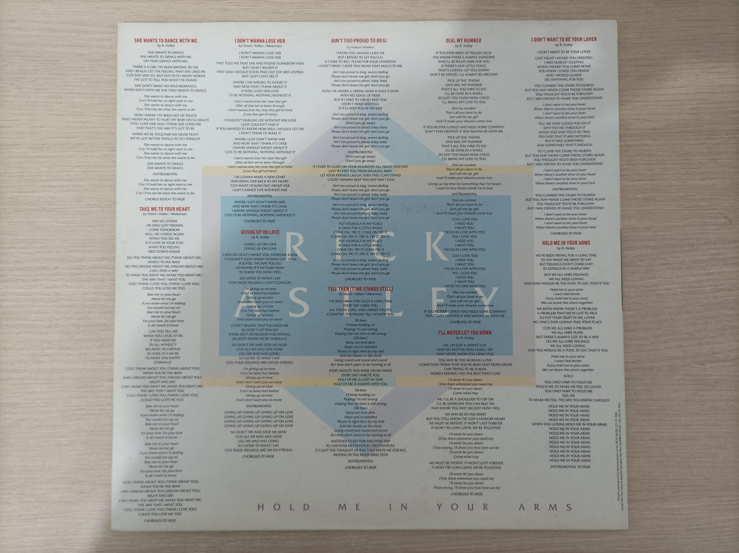 Lp Vinil Rick Astley Hold Me In Your Arms Com Encarte
