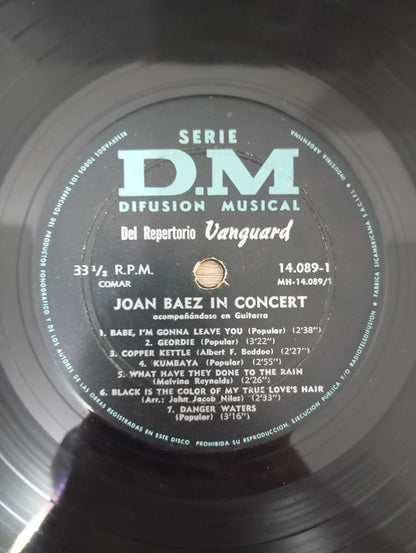 Lp Vinil Joan Baez In Concert Acompañandose Guitarra Import