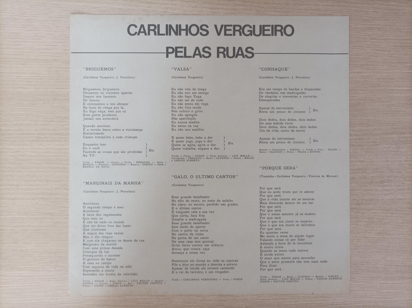 Lp Vinil Carlinhos Vergueiro Pelas Ruas Com Encarte