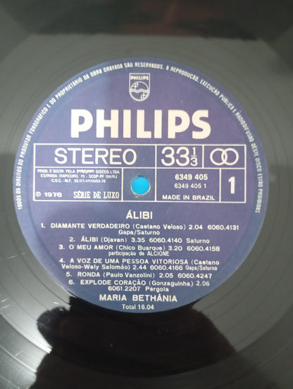 Disco Vinil Álibi Maria Bethânia Com Encarte A