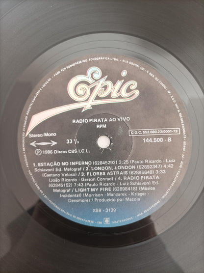 Lp Vinil RPM Rádio Pirata Ao Vivo Com Encartes