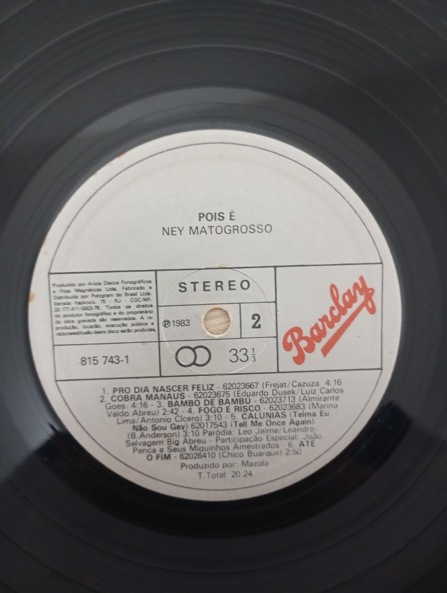 Lp Vinil Ney Matogrosso ...Pois É Com Encarte Importado