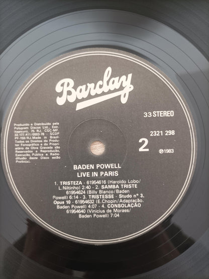 Disco Vinil Gravado Ao Vivo Em Paris Baden Powell A