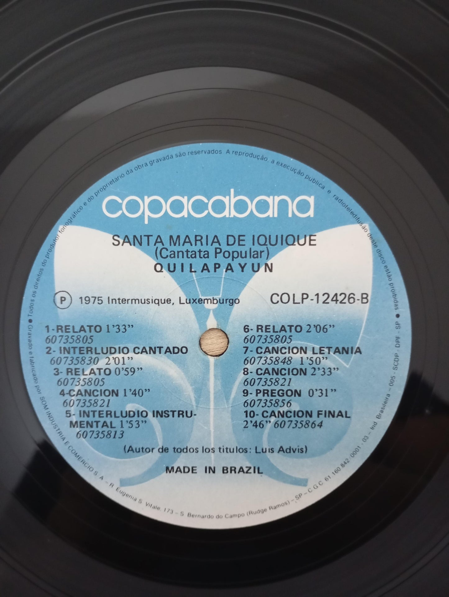 Disco Vinil Santa Maria De Iquique Quilapayún C Encarte