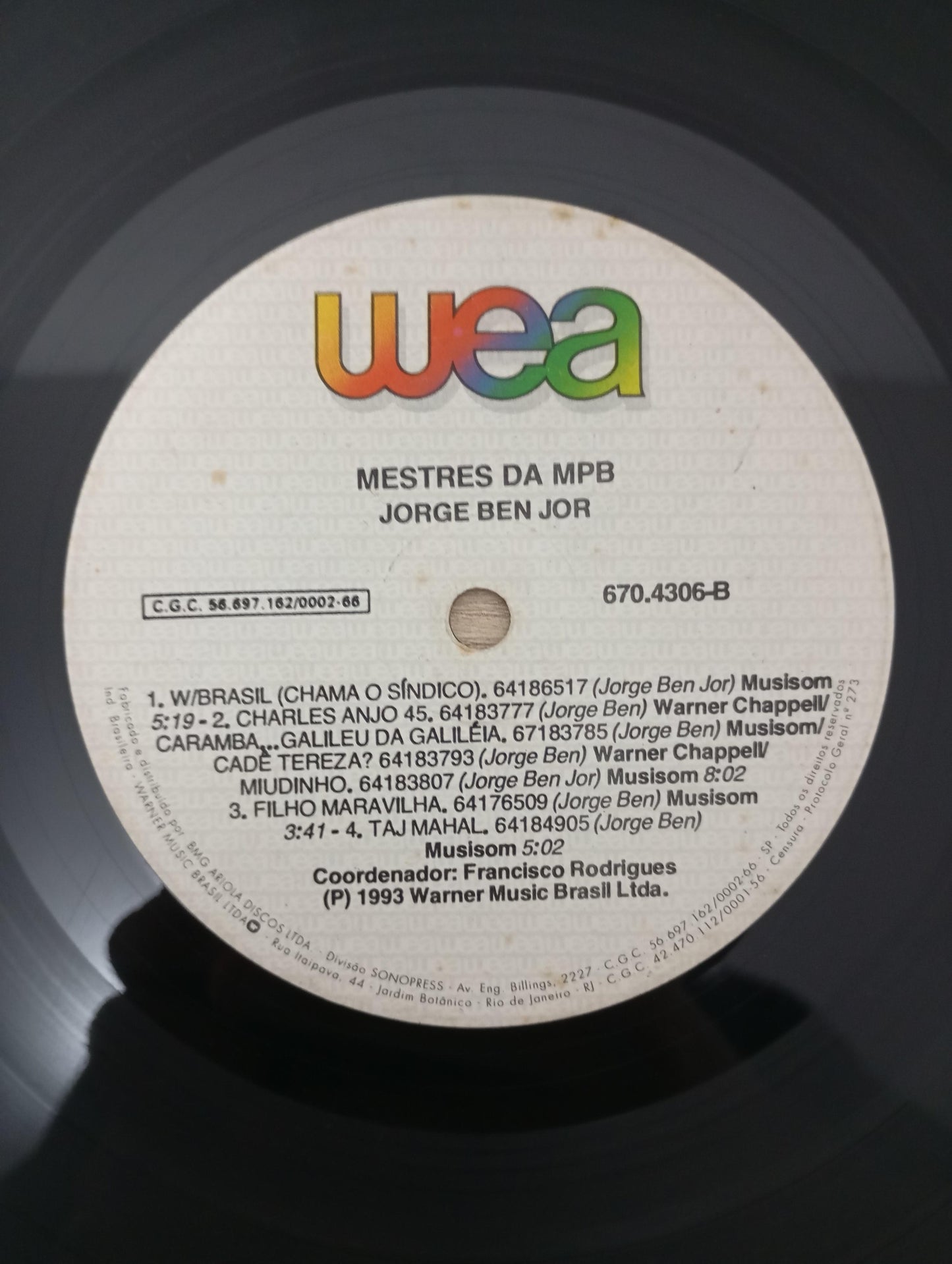 Lp Vinil Jorge Ben Mestres da MPB - Ao Vivo