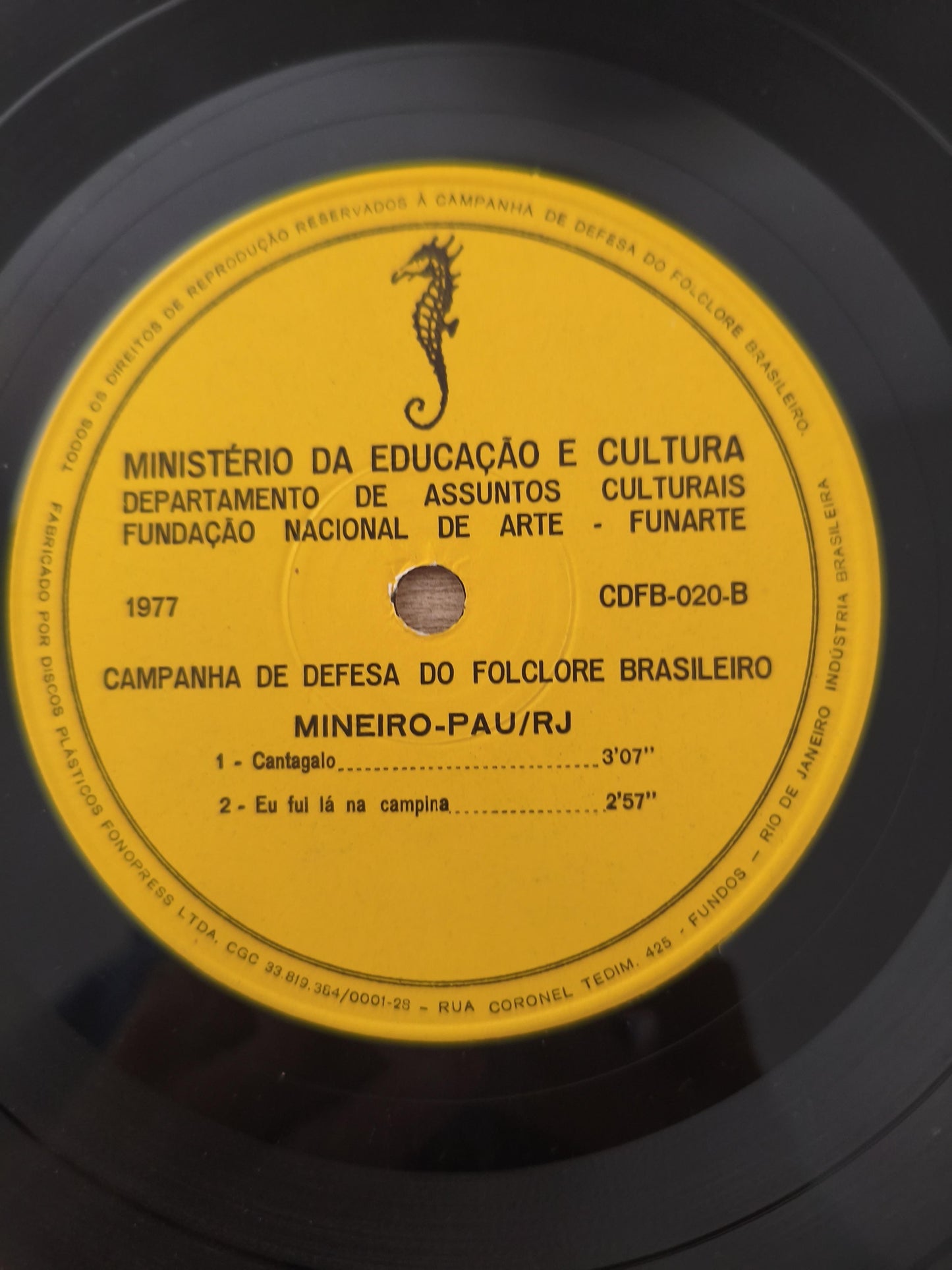 Compacto Vinil Mineiro-Pau / RJ Folclore Brasileiro 20 A