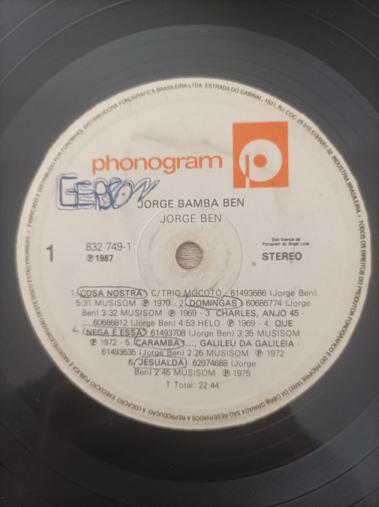 Lp Vinil Jorge Ben Bamba
