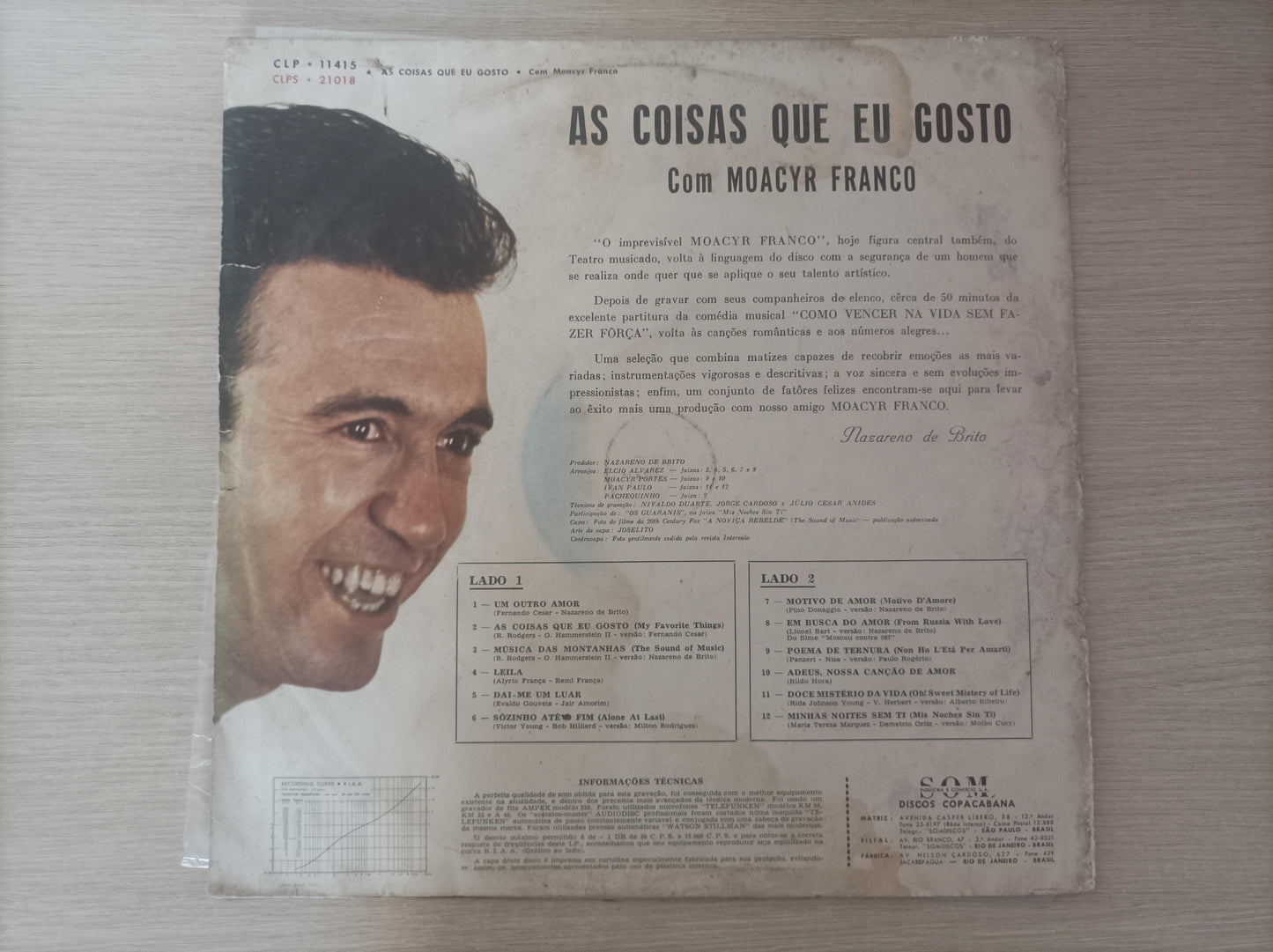 Lp Vinil Moacyr Franco As Coisas Que Eu Gosto