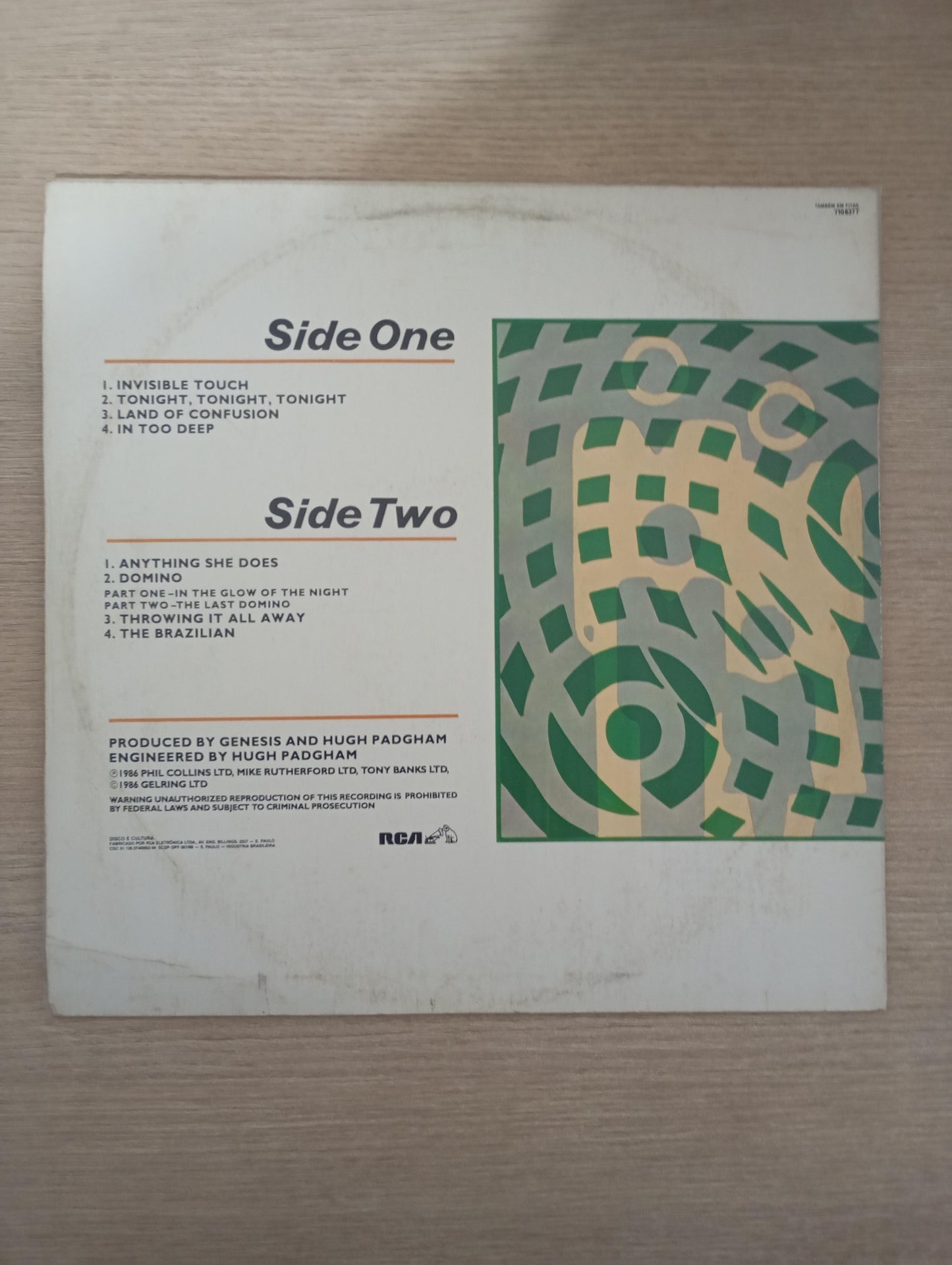 Disco Vinil Invisible Touch Genesis A