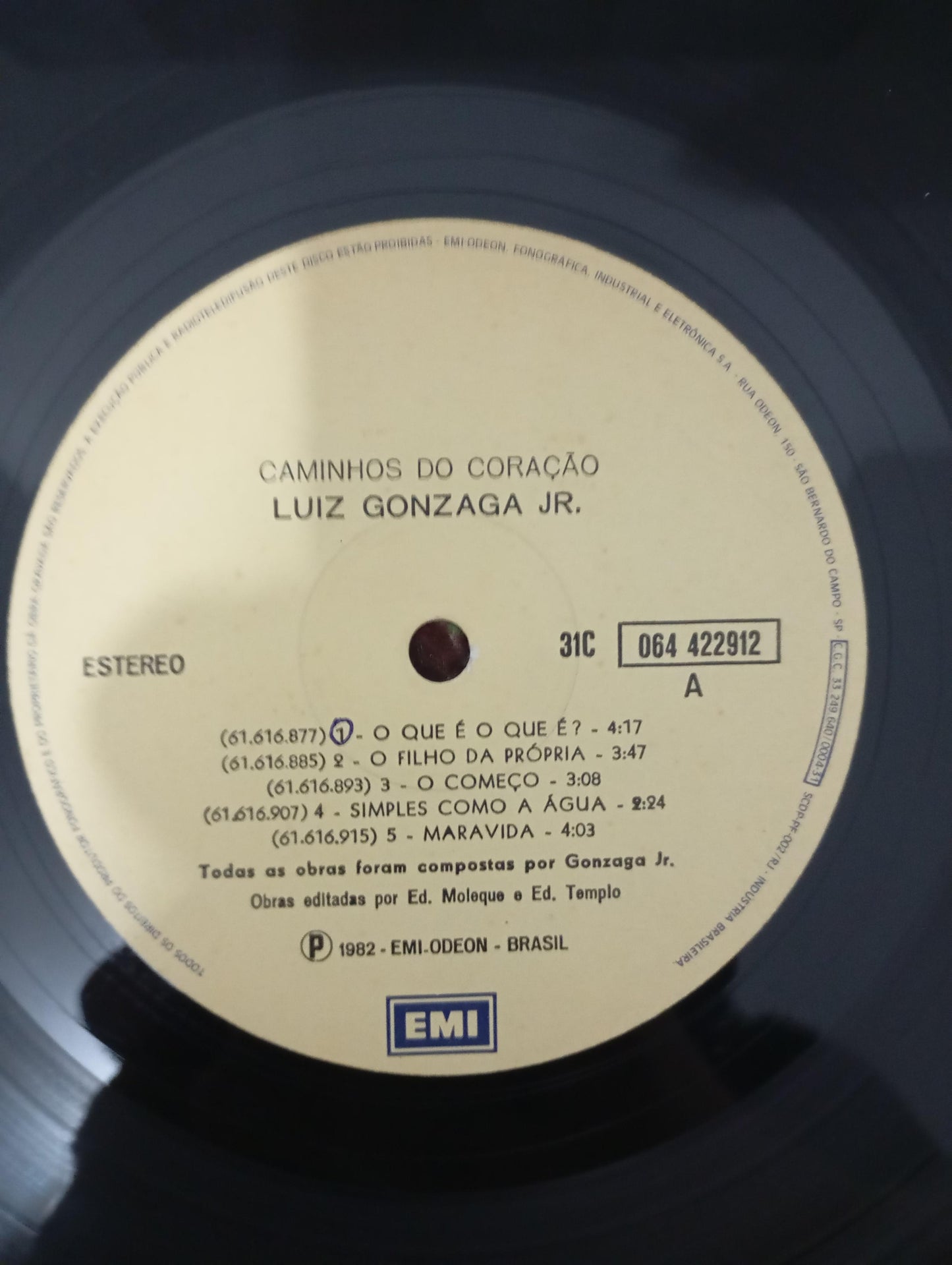 Lp Vinil Gonzaguinha Caminhos Do Coração Com Encarte