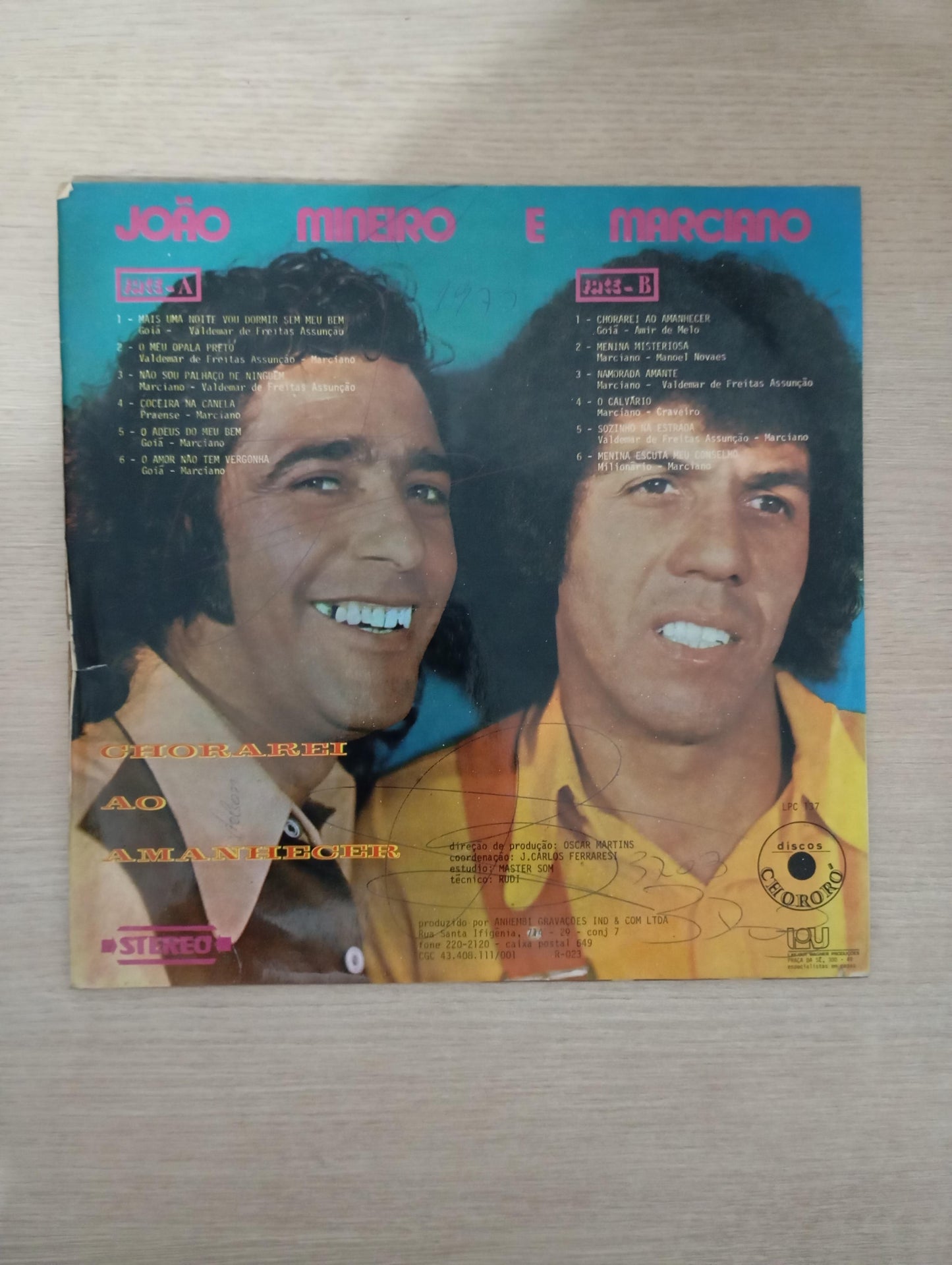 Lp Vinil João Mineiro e Marciano Chorarei Ao Amanhecer