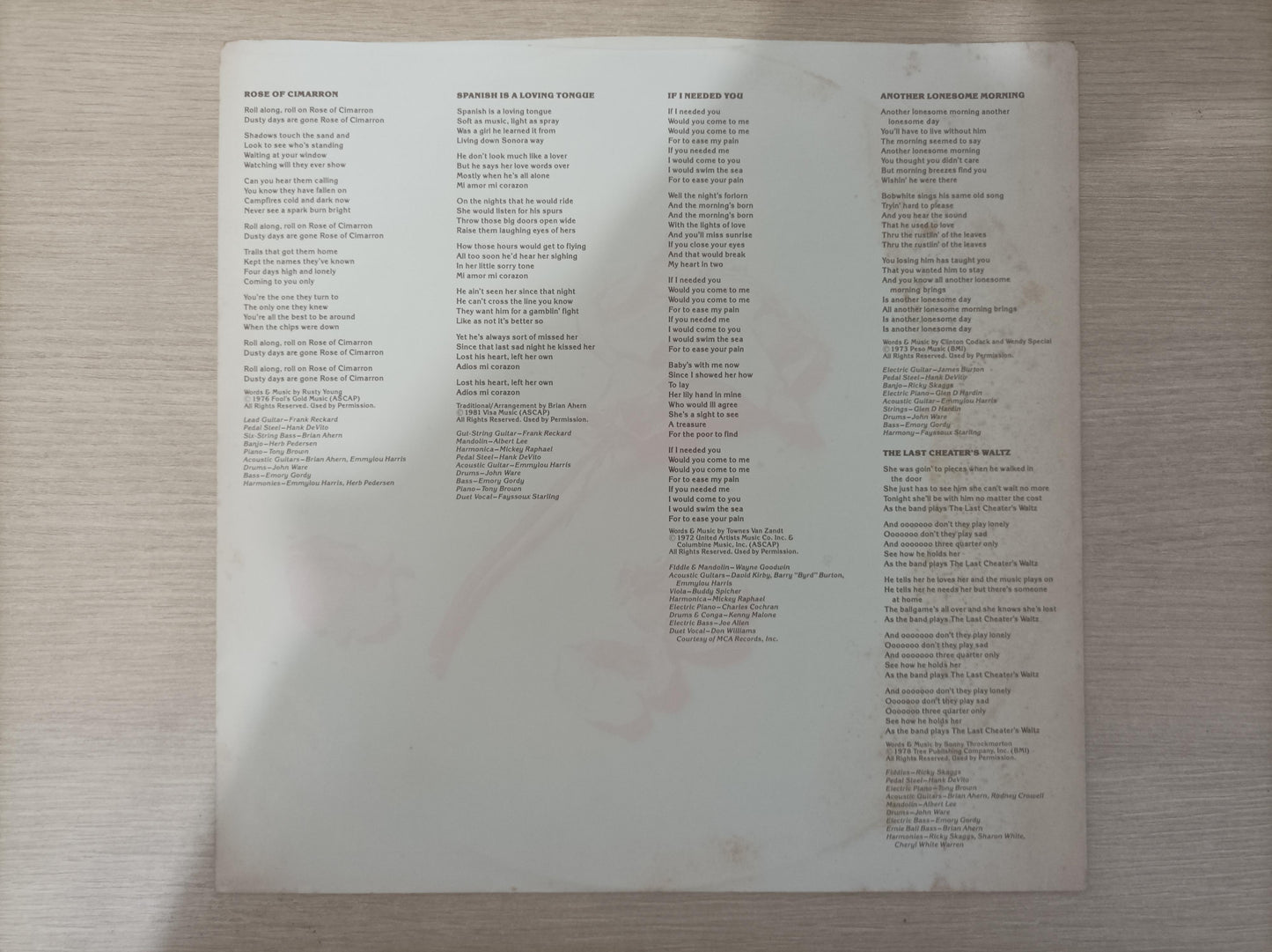 Lp Vinil Emmylou Harris Cimarron Com Encarte Importado