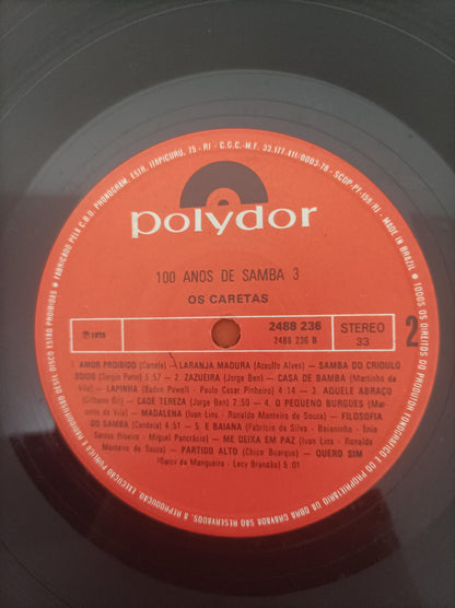 Lp Vinil Os Caretas Cem Anos De Samba Triplo Com Encarte