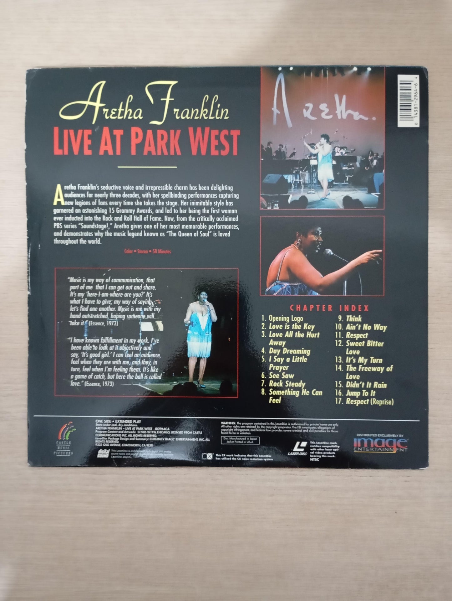LD LaserDisc Aretha Franklin Live At Park West Importado