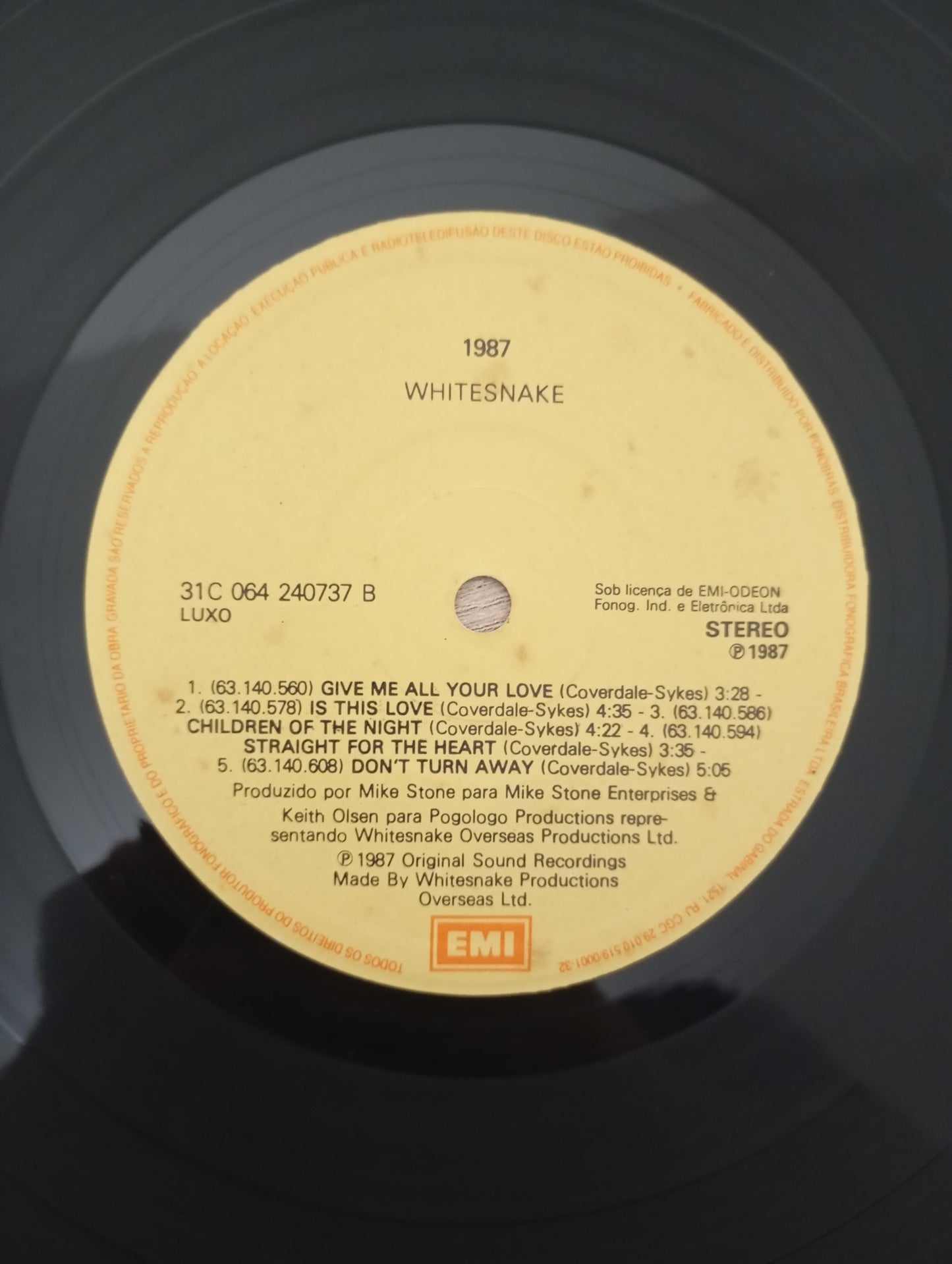 Lp Vinil Whitesnake 1987 Com Encarte