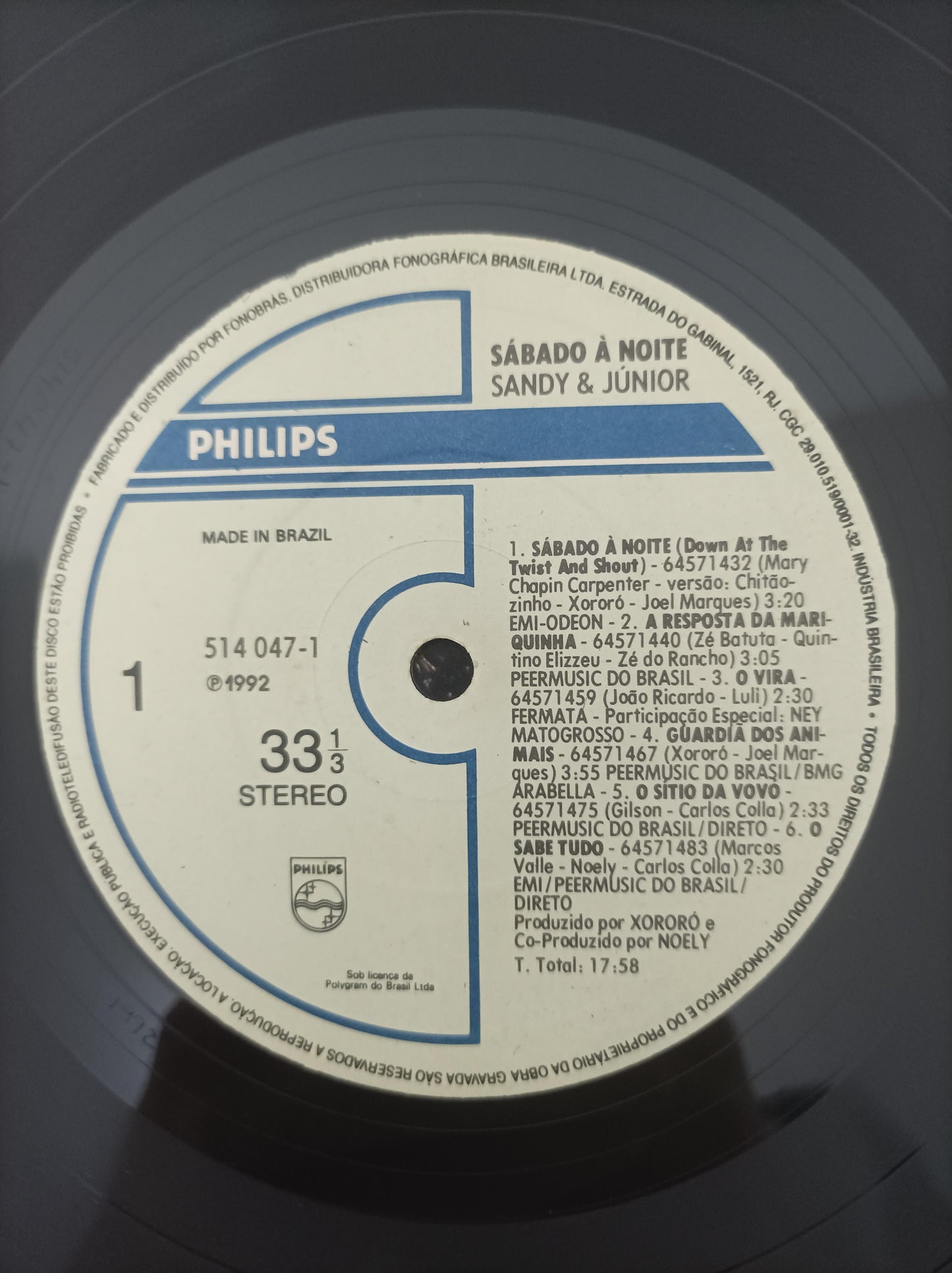 Lp Vinil Sandy & Junior Sábado À Noite Com Encarte