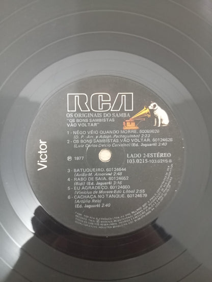 Lp Vinil Os Originais Do Samba Os Bons Sambistas Vão Voltar