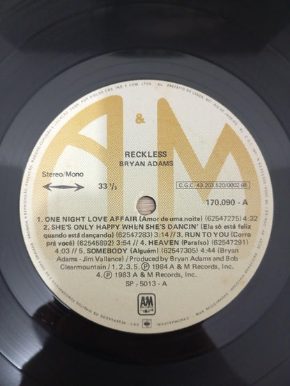 Lp Vinil Bryan Adams Reckless
