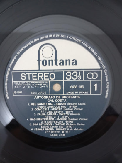Disco Vinil Autógrafos de Sucesso Gal Costa A