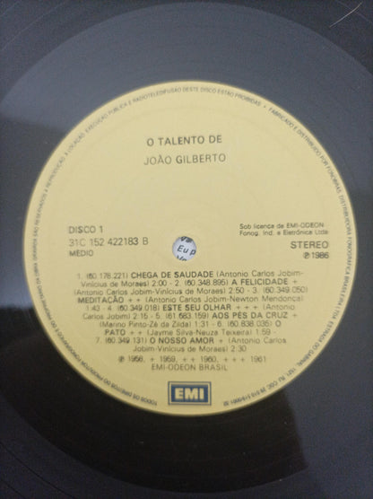 Lp Vinil João Gilberto O Talento de Duplo Com Encarte