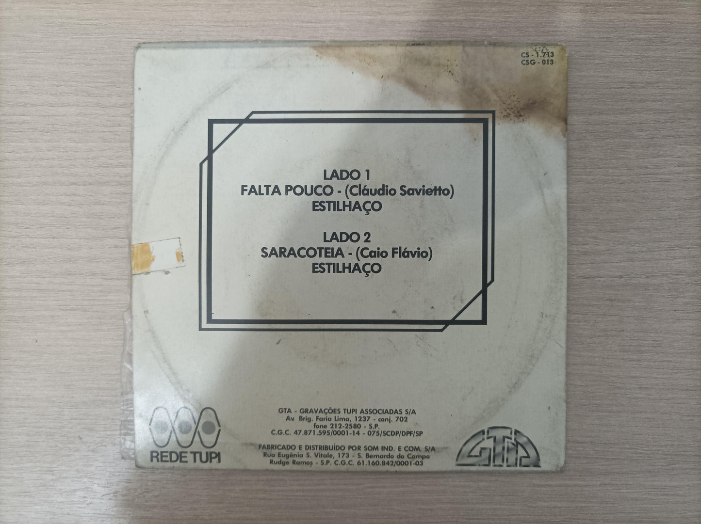 Compacto Vinil Estilhaço Falta Pouco / Saracoteia