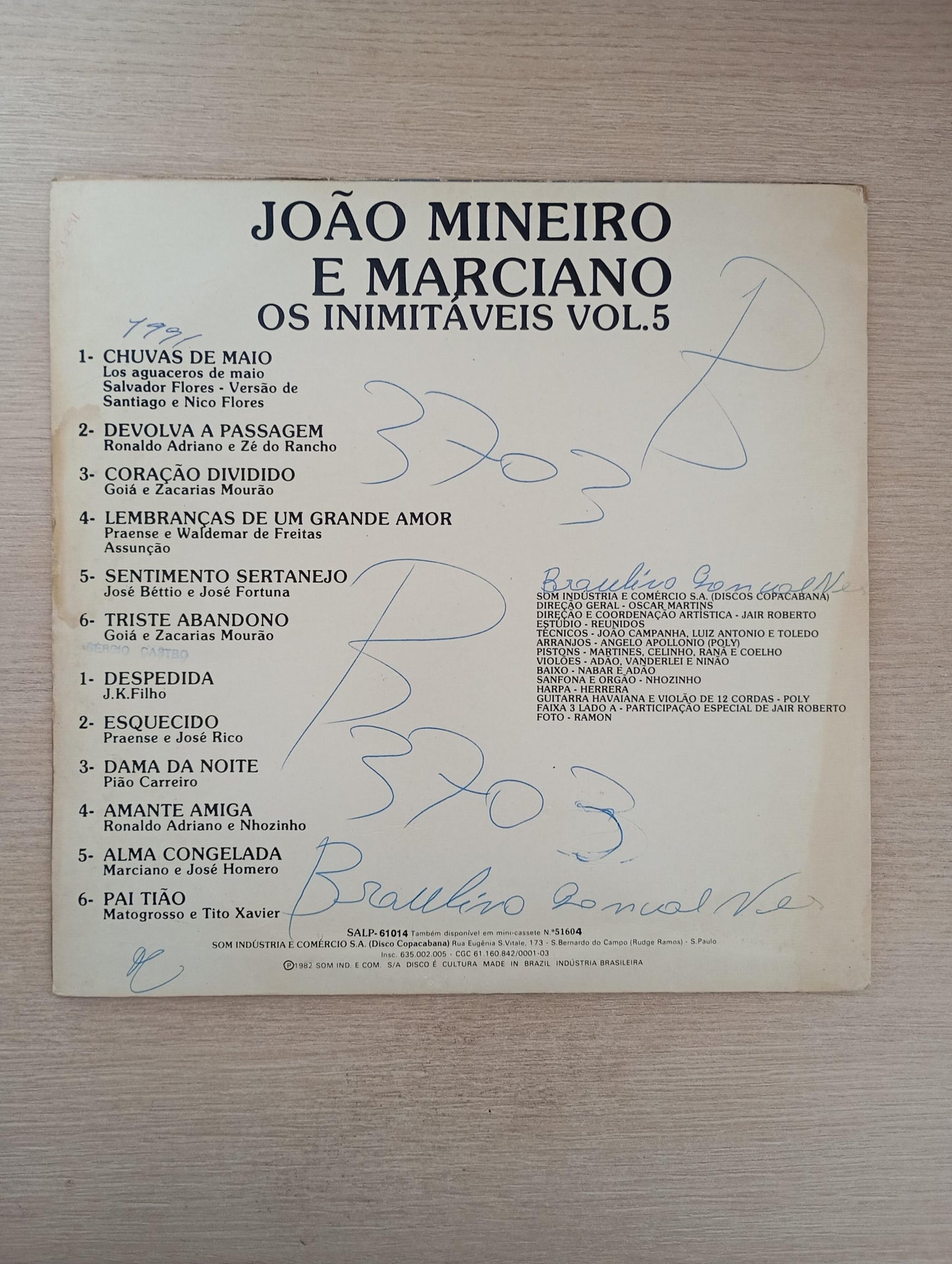 Lp Vinil João Mineiro e Marciano Os Inimitáveis Vol. 5