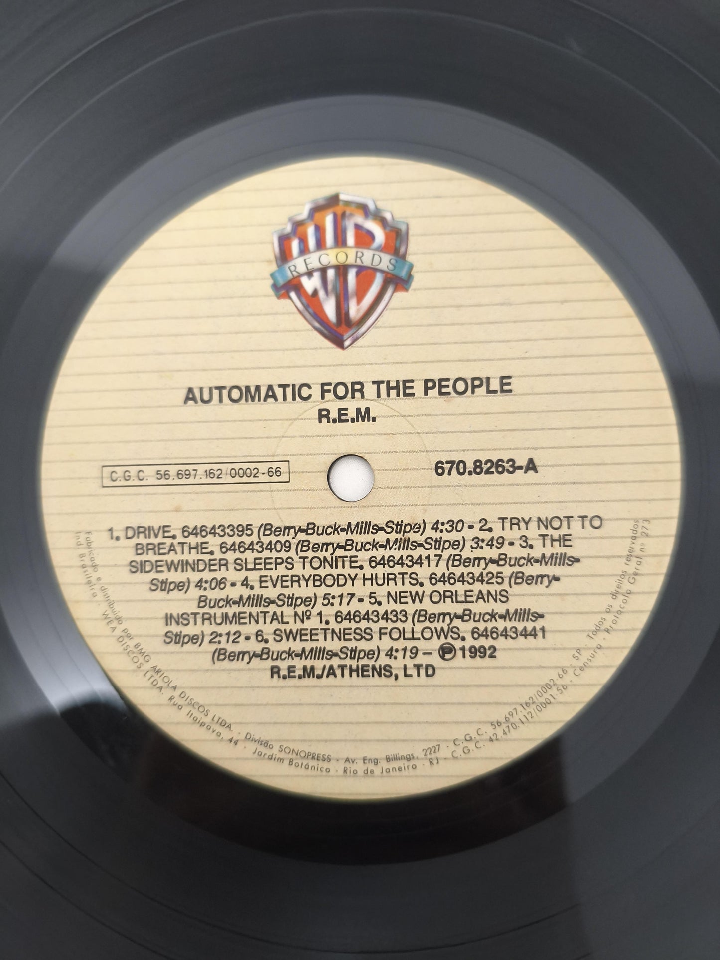 Lp Vinil R.E.M. Automatic For The People Com Encarte