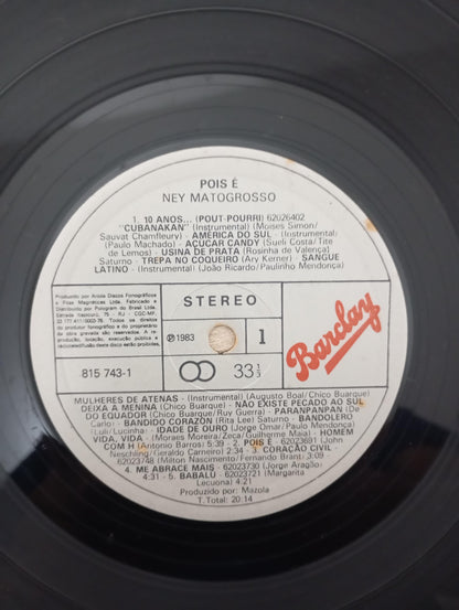 Lp Vinil Ney Matogrosso ...Pois É Com Encarte Importado