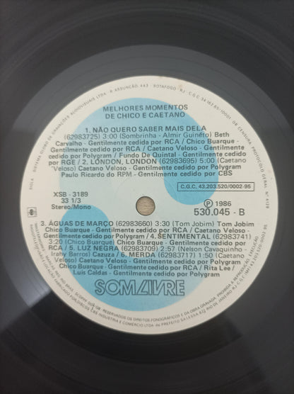 Lp Vinil Chico Buarque & Caetano Melhores Momentos de