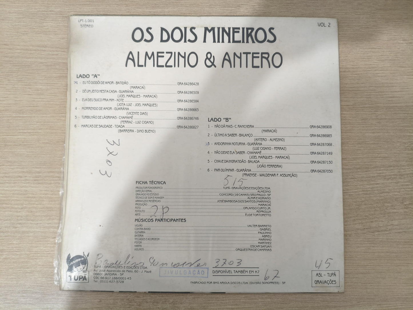 Lp Vinil Almezino & Antero Os dois mineiros Vol. 2