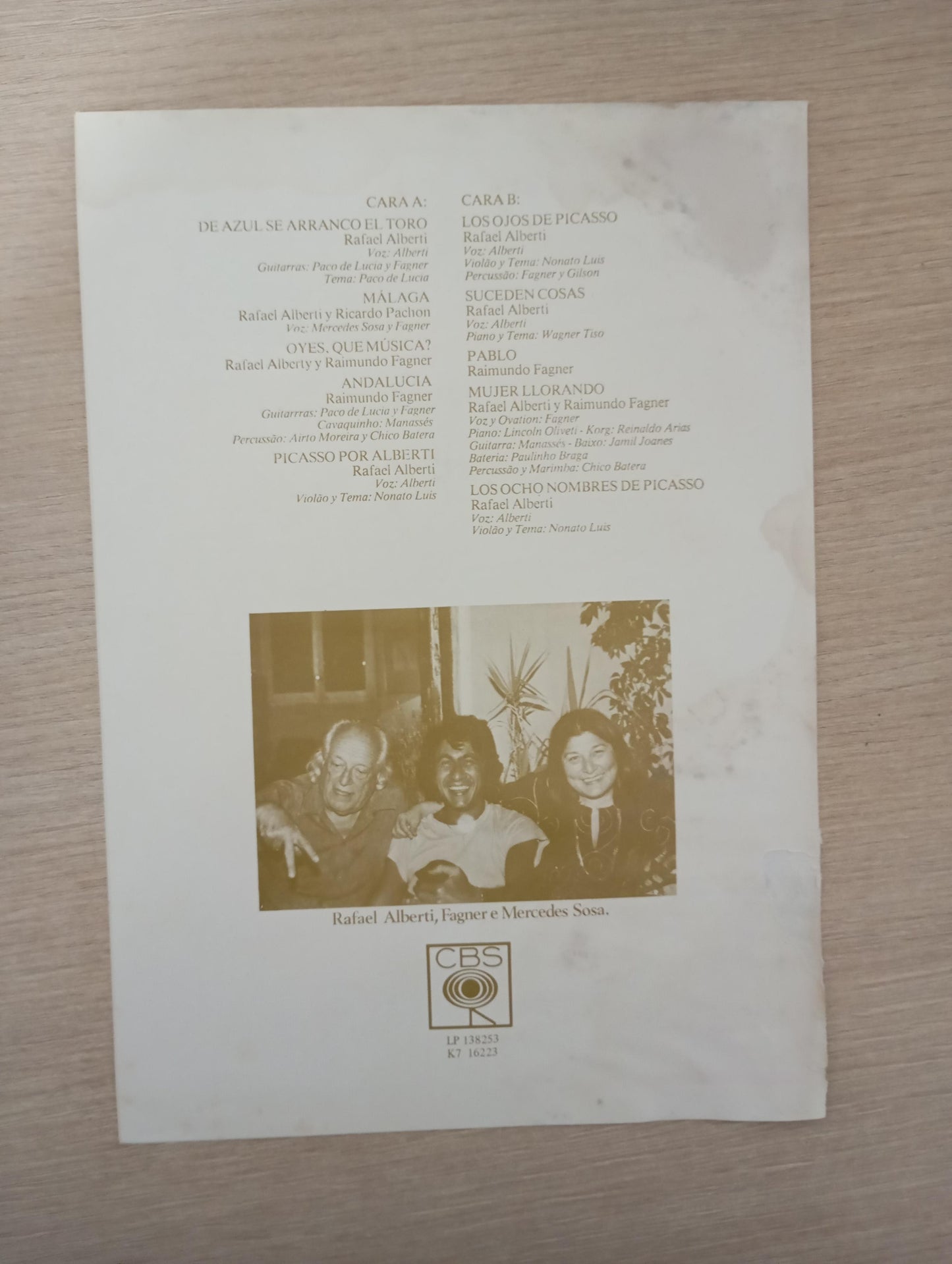 Lp Vinil Rafael Alberti Fagner Homenagem Picasso C Encartes