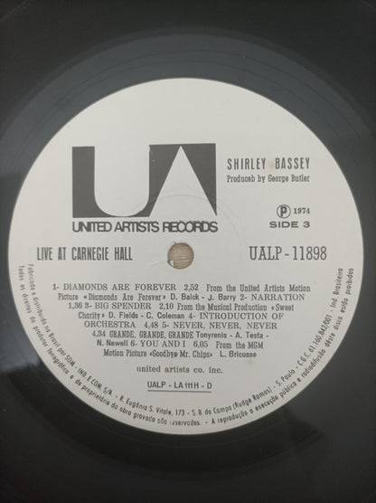 Lp Vinil Shirley Bassey Live At Carnegie Hall Duplo