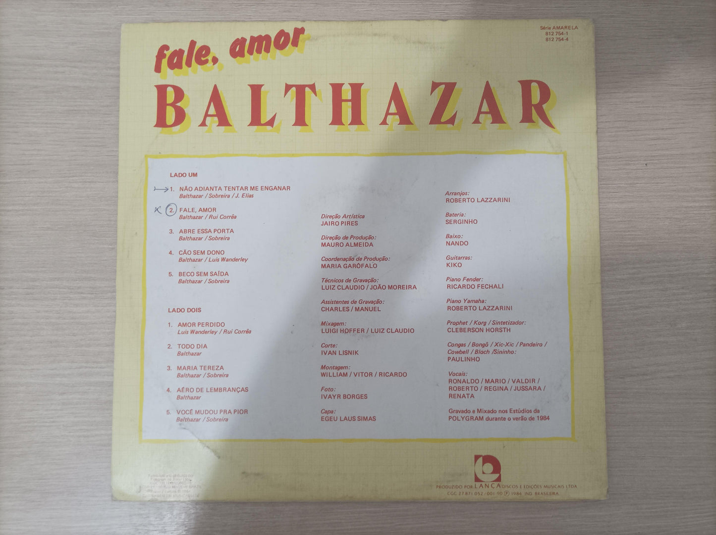 Lp Vinil Balthazar Fale, Amor