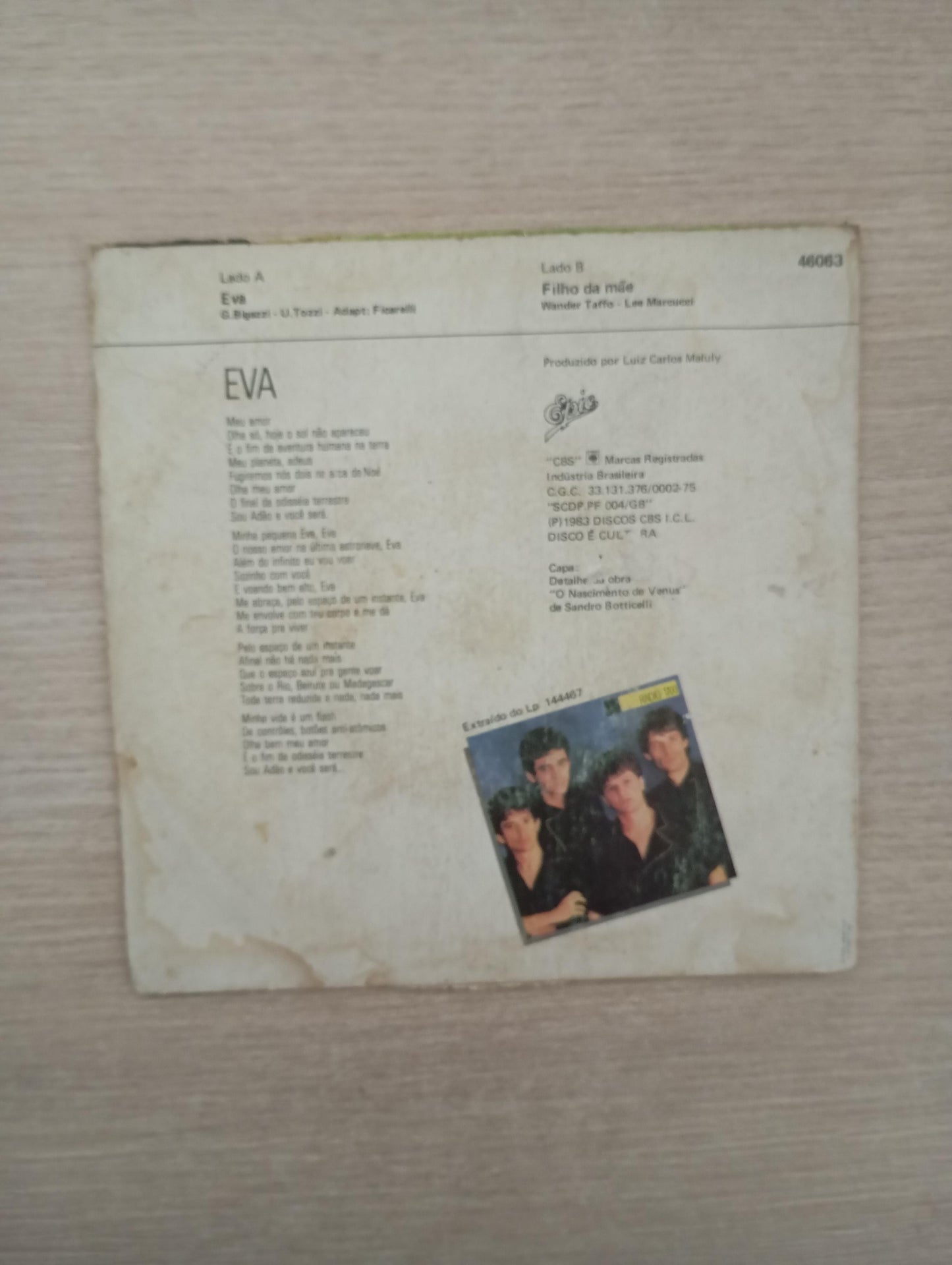 Compacto Vinil Rádio Taxi Eva / Filho da Mãe