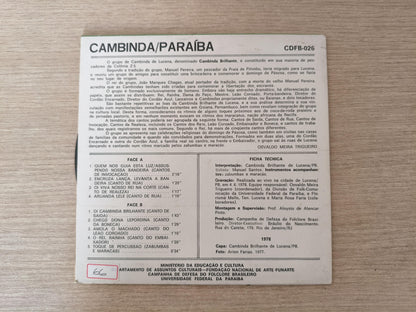 Compacto Vinil Folclore Brasileiro 26 Cambinda / Paraíba
