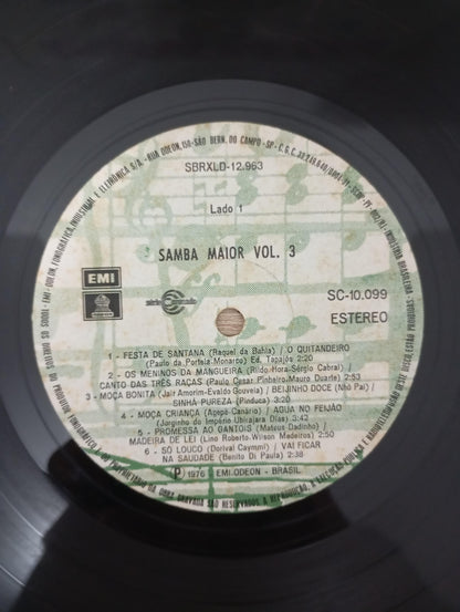 Lp Vinil Conjunto Samba Maior Samba Maior Volume 3