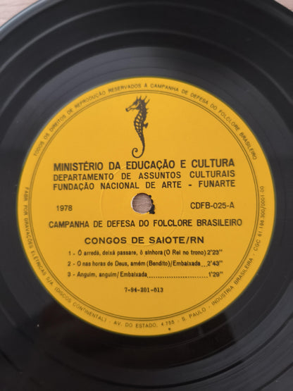 Compacto Vinil Folclore Brasileiro 25 Congos De Saiote / RN