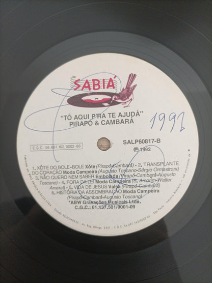 Lp Vinil Pirapó E Cambará Tô Aqui P'ra Te Ajudá