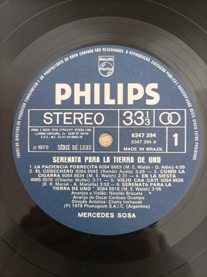 Lp Vinil Mercedes Sosa Serenata Para La Tierra De Uno