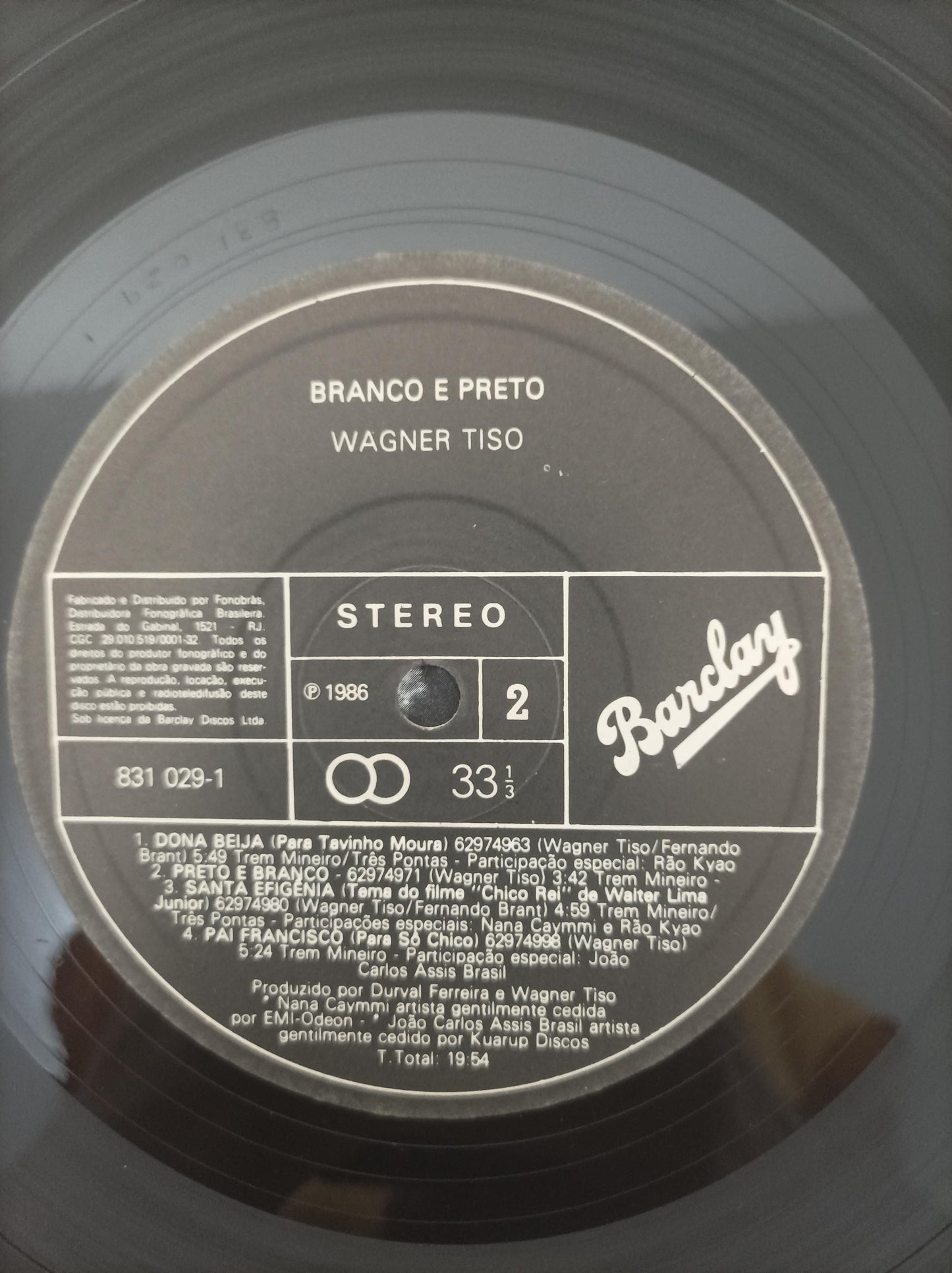 Disco Vinil Branco E Preto Wagner Tiso Com Encarte A