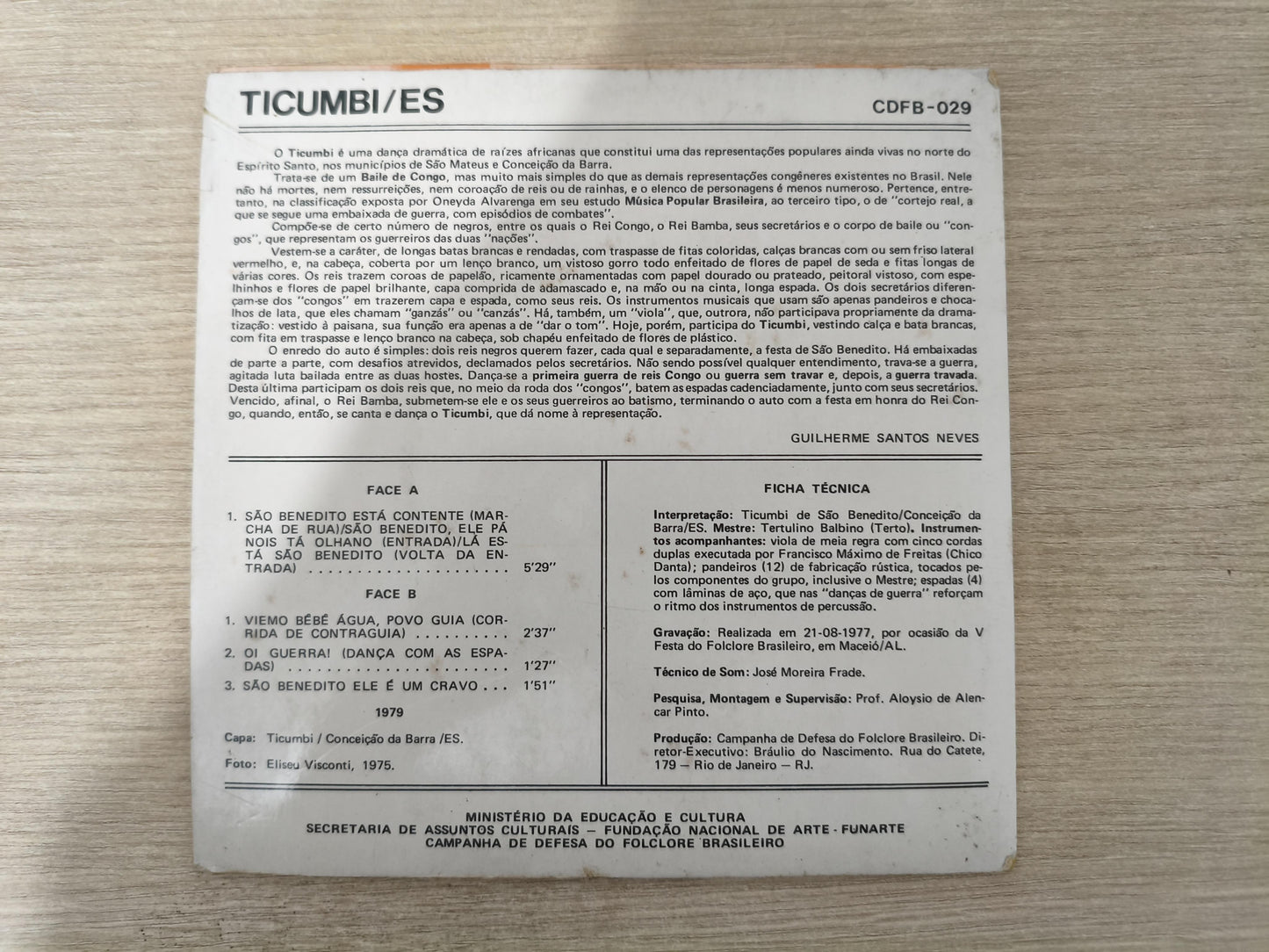 Compacto Vinil Folclore Brasileiro 29 Ticumbi / ES