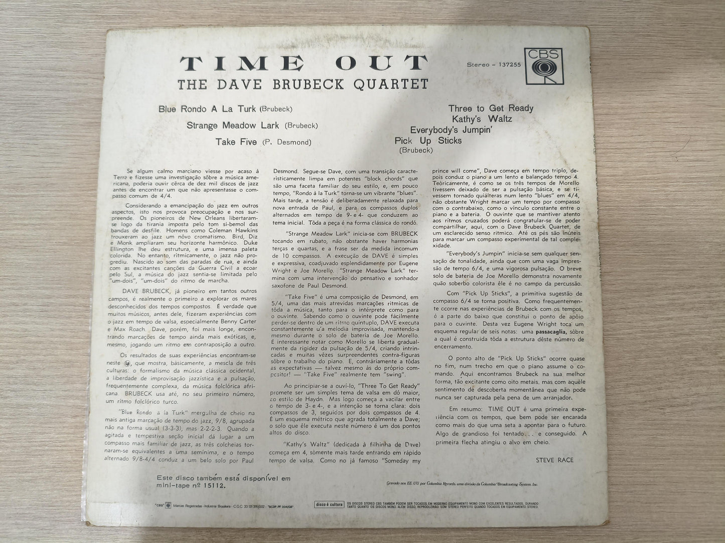 Lp Vinil The Dave Brubeck Quartet Time Out