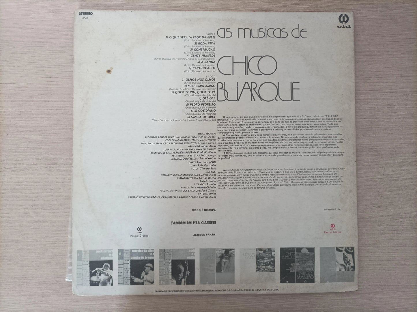 Lp Vinil Chico Buarque Talento Brasileiro 6 Músicas de