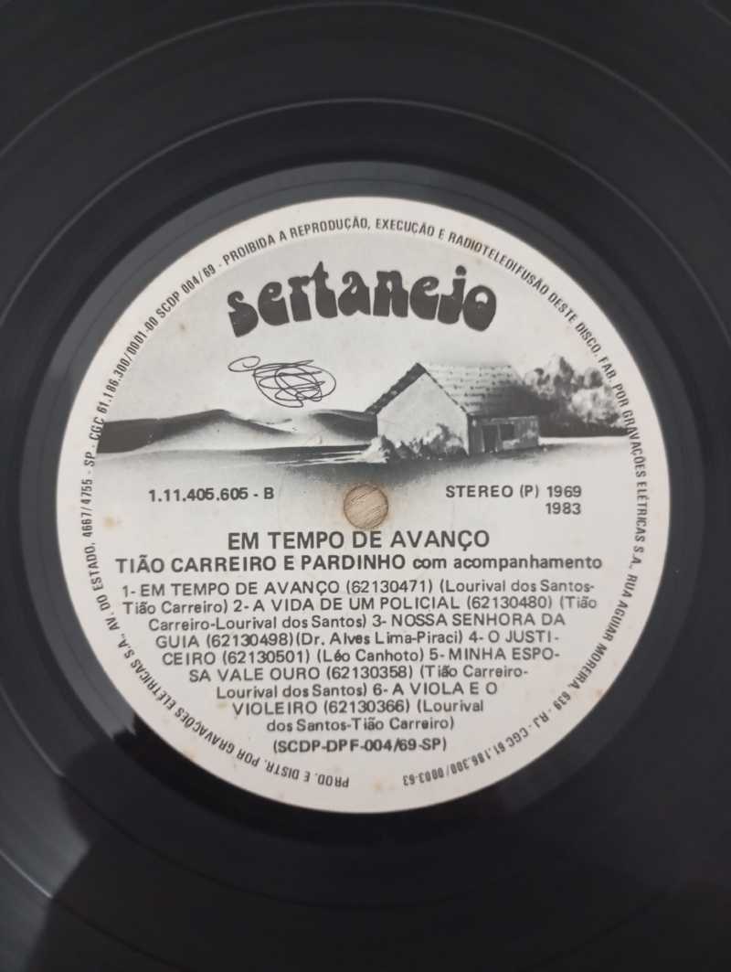 Lp Vinil Tião Carreiro e Pardinho Em Tempo de Avanço